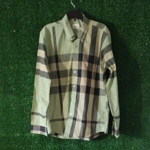 Burberry Olive and Black Checkered Shirt